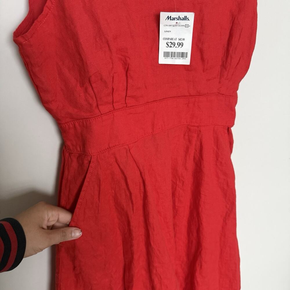 Cynthia Rowley Womens Linen Midi Dress 8 Pockets Lagom Coastal Vacation Resort - Picture 4 of 8
